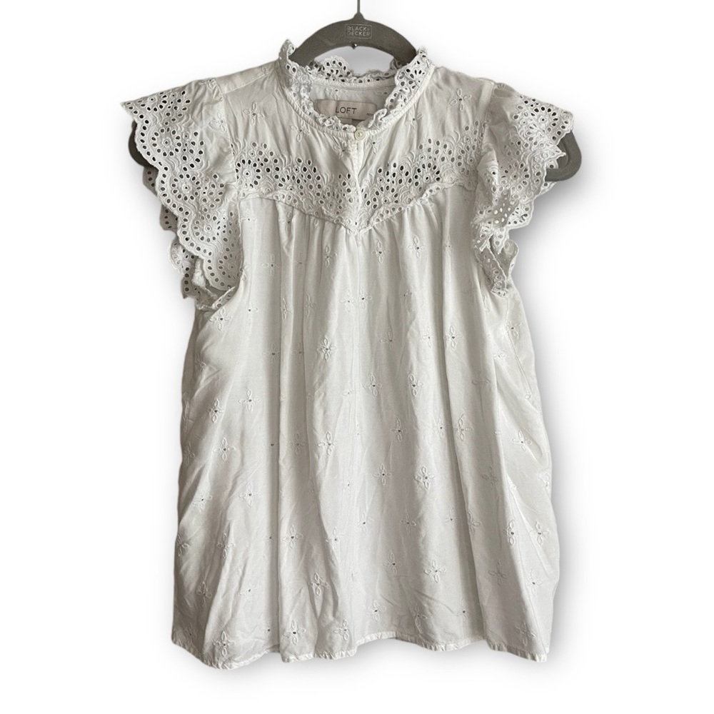 LOFT eyelet ruffle top